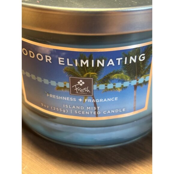 Fresh Fragrances Odor Eliminating 3-Wick Candle Island Mist Scent 9oz Glass Jar - Picture 1 of 6